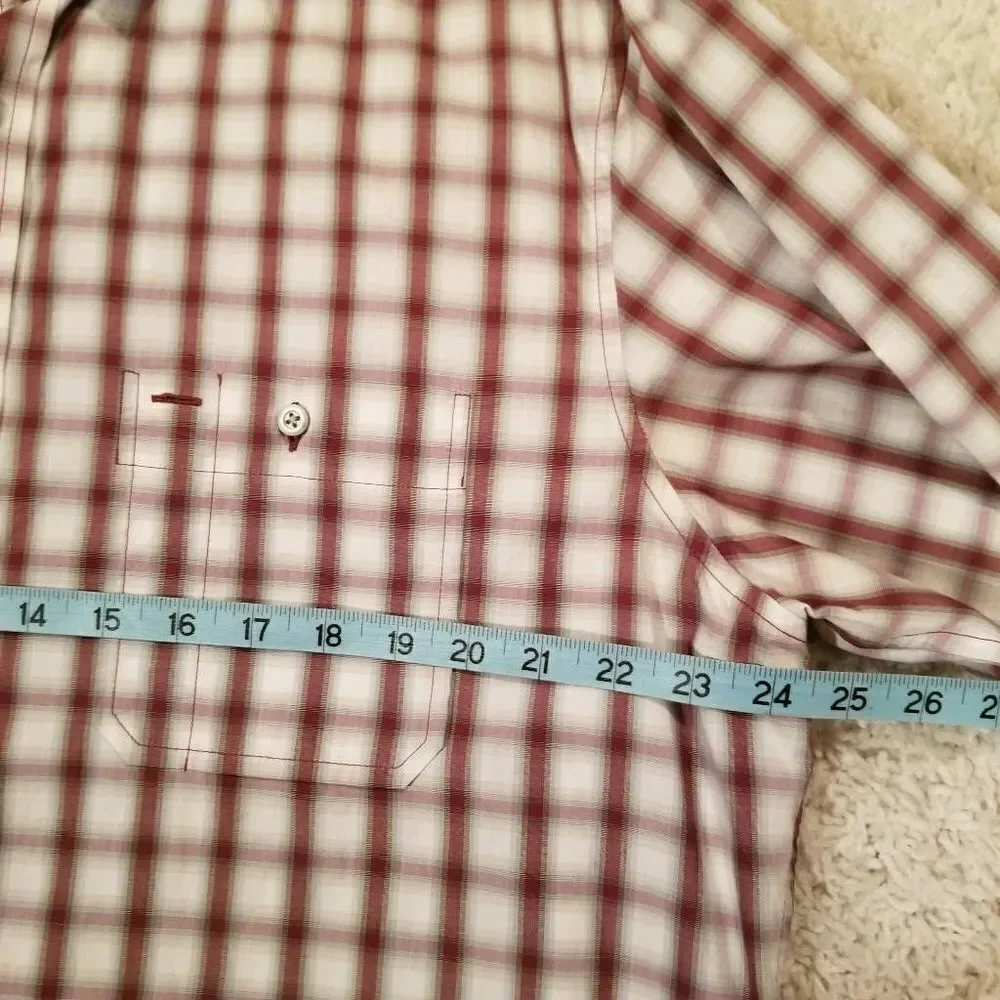 Banana Republic Plaid Button Up Grey Maroon XL